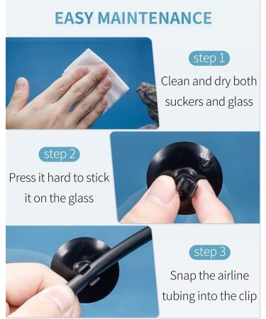 Pawfly Suction Cups Aquarium Clips - 20 Pack for 0.5cm ID Airline Hoses - Black Air Hose Holder Clamp Accessories for Fish Tank Ventilation - Buy Online on GoSupps.com