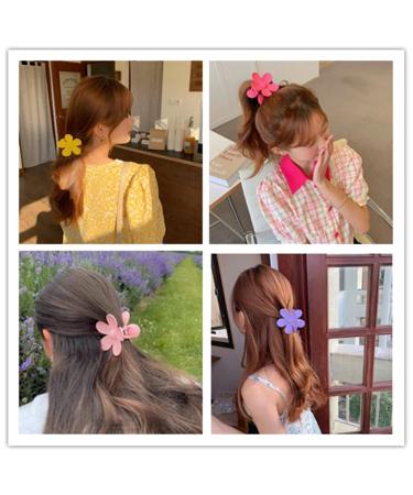 Matte Jelly Flower Hair Clips Set - 7 Pcs Colorful Nonslip Large Hair Claw for Women | Strong Hold Hair Clips for Thin Hair - Buy Online on GoSupps.com