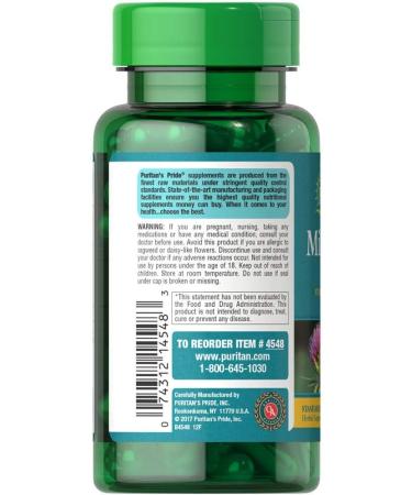 Puritan's Pride Milk Thistle 250mg Silymarin Capsules - 100 Count - Buy Online on GoSupps.com