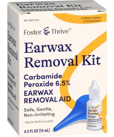 Foster & Thrive Earwax Removal Kit - Gentle Carbamide Peroxide Drops & Syringe Bulb Safe Ear Care 0.5 Oz International Shipping Available - Buy Online on GoSupps.com