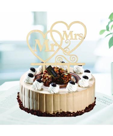 Mr & Mrs Cake Toppers Wedding Cake Topper Wooden Cake Topper for Party Wedding Gift Anniversary Cake Decoration - Buy Online on GoSupps.com