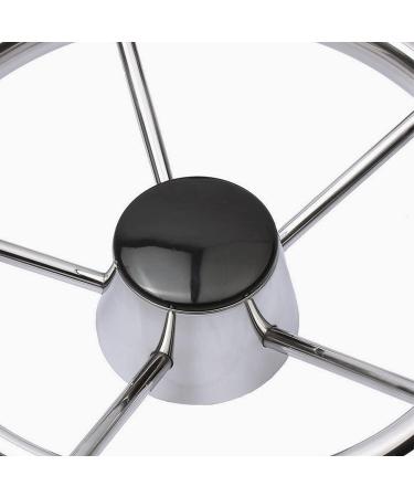 316 Stainless Steel Destroyer Style Boat Steering Wheel with Black Cap - Universal Fit for Pontoon Boat and Yacht | 5 Spokes - Buy Online on GoSupps.com