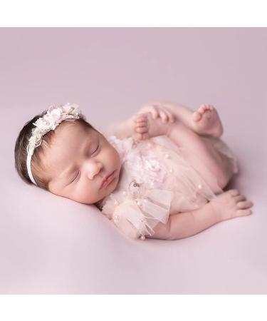 Pink Lace Newborn Photography Outfit for Girls | Pearl Lace Romper Props | Baby Photo Props | Short Sleeve (0-2 months) - Buy Online on GoSupps.com