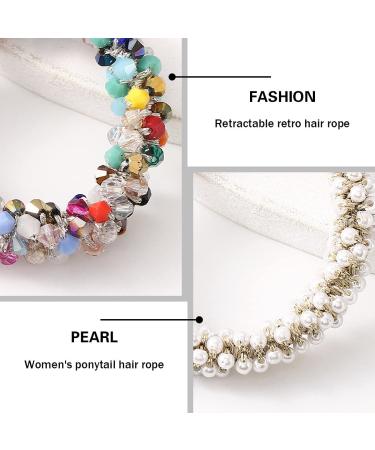 Brinie White Crystal Hair Ties - 3 Pack Elastic Scrunchies with Pearls for Women & Girls - Buy Online on GoSupps.com