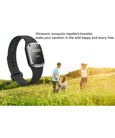 Wskvlcg Ultrasonic Mosquito Repellent Bracelet Watch with Clock Function - USB Rechargeable Anti Mosquito Repeller Wristband for Adults & Kids (2 Pack Black) - Buy Online on GoSupps.com