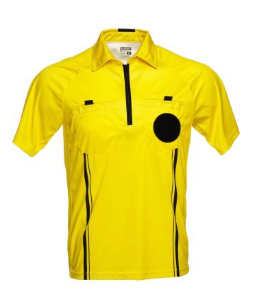 Murray Sporting Goods Soccer Referee Jersey | Mens Official Pro Soccer Referee Shirt - Short Sleeve with Pull Open Pockets & Patch - Yellow, Red or Black Yellow Medium