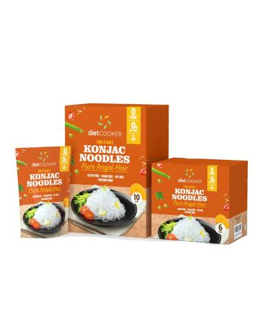 DIET COOKER Premium Konjac Noodle 9.52 oz (10 Packs) - Keto & Vegan Friendly, Odor Free, Low Calorie Pasta, Zero Net Carbs - Healthy Diet Food, Shirataki Noodle Angel Hair - Buy Online on GoSupps.com