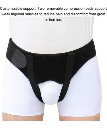 Adjustable Hernia Support Belt for Men - Dual Shape Pads Removable Compression Ideal for Single & Double Inguinal Hernia - Buy Online on GoSupps.com