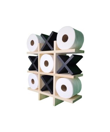 Tic Tac Toe Toilet Paper Holder (Natural with Black X's)