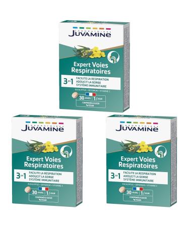 JUVAMINE - Expert Voies Respiratoires Facilite la respiration - Syst me immunitaire - Adoucit la gorge Eucalyptus - Erysimum - Vitamine C - 30 jours Fabriqu en France (Lot de 3) Pack of 3