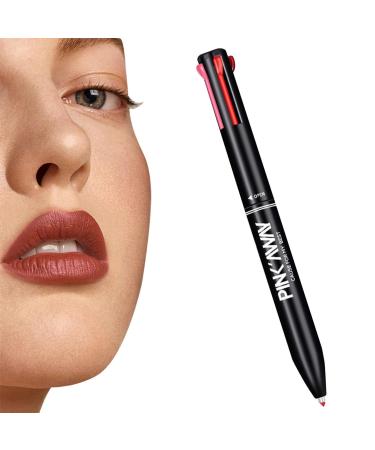 Jimtuze 4in1 Lip Liner Lip Liner Pressed 4 Colors in 1 Lip Contour Pen Waterproof Lip Liner Pen for Daily Makeup Gift for Women Red bean paste + tomato + aunt + fire orange