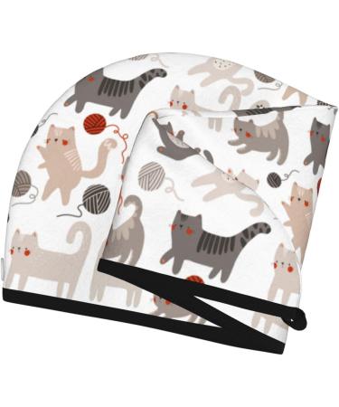 Cute Cats Microfiber Hair Towel Wrap - Super Absorbent Coral Velvet for Women | Quick Dry Cap for Long Curly & Thick Hair - Buy Online on GoSupps.com