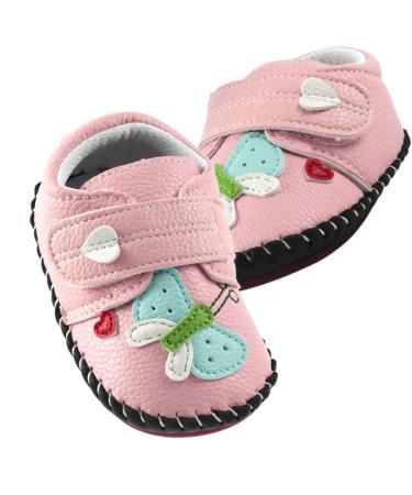 Baby Shoes Girls Boys Toddler Shoes PU Leather 6-12 Months Butterfly Pink