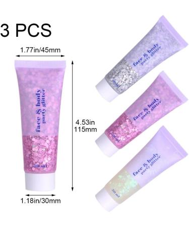  Baokuan Glitter gel for the body in 3 colors Neon Party hold for stick makeup with glitter for face and body - Buy Online on GoSupps.com