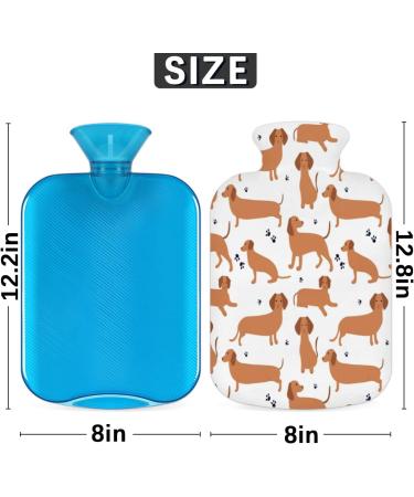 Heat Bottle with Dachshund Motif & Fluffy Cover 2L Warm Water Bottle for Kids Adults | Cozy Nights & Pain Relief - Buy Online on GoSupps.com