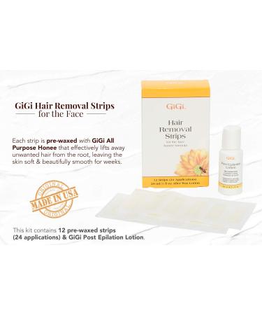 GiGi Face Hair Removal Strips | Pre-Waxed with All-Purpose Honee Formula | 12 Strips - Buy Online on GoSupps.com