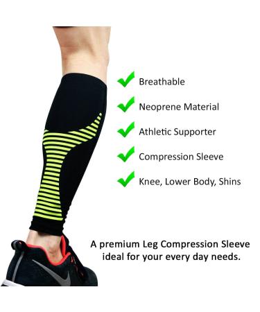Gemx Calf Compression Sleeve (1 Pair) - Breathable Neoprene Fabric - Shin Splints Support for Men & Women - Ideal for Running, Cycling, Hiking - Size M - Black - Buy Online on GoSupps.com