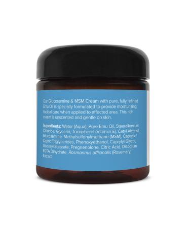 Pure Emu Glucosamine & MSM Emu Oil Cream - 4 oz | Unscented Gentle Moisturizer - Buy Online on GoSupps.com