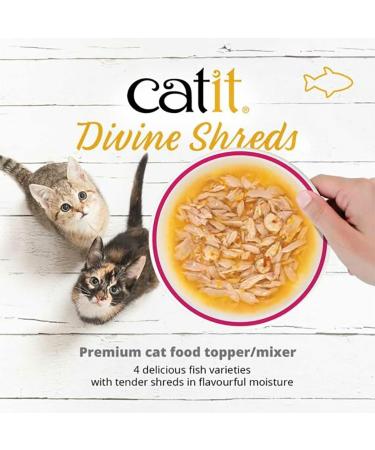 Catit Divine Shreds Wet Cat Food Toppers Tuna with Chicken & Wakame 75g Pack of 18 Retail Units - Buy Online on GoSupps.com