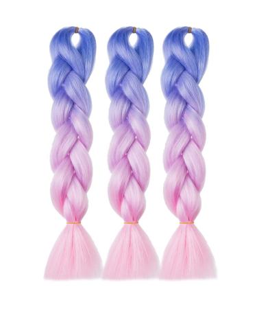 LDMY Ombre Braiding Hair Extensions - 6 Bundles / 24 Inch Jumbo Braids Light Blue-Purple-Pink Synthetic Kanekalon for Cosplay & Halloween - Buy Online on GoSupps.com