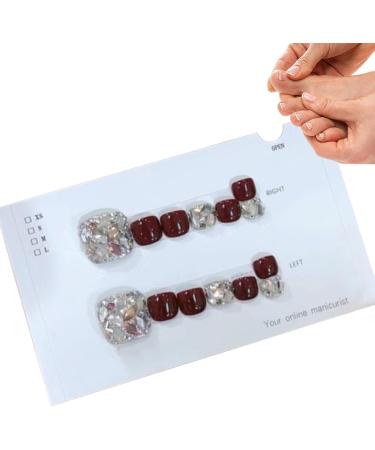 Glossy Toe Nails | Glitter Toe Nails - Sparkling Cat's Eye Glossy Fake Toe Nails Fake Toe Nails For Summer For Women Girls - Buy Online on GoSupps.com