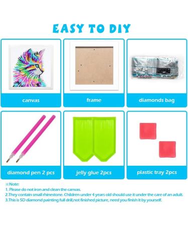 Labeol 5D Diamond Painting Kit for Kids - Full Drill Art Crafts with Wooden Frame | Ages 6-12 | Colorcat Design | 6x6 Inch Home Wall Decoration - Buy Online on GoSupps.com