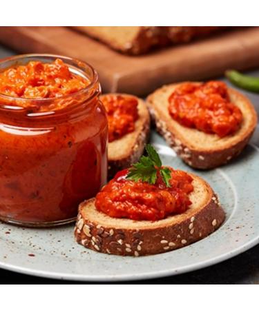 Ajvar Vegetable Sauce in Sweet Glass A delicious traditional accompaniment sauce 350 gx 3 pieces - Buy Online on GoSupps.com