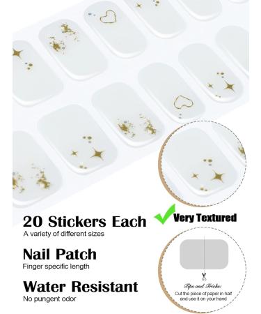 EBANKU White Gel Nail Strips - Long Lasting, Waterproof, with Cuticle Stick, Nail File, Wipes & Sealing - Gold Flash | Semi Cured, Real Nail Polish Wraps Stickers | UV/LED Lamp Required - Buy Online on GoSupps.com