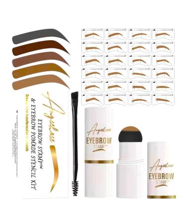 Eyebrow Stamp Stencil Kit, Eyebrow Stamp Pomade with 24 Reusable Thin & Thick Brow Stencils, Eyebrow Stencils Shaping Kit Definer (Blonde)