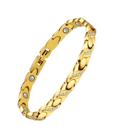 Jeracol Titanium Steel Magnetic Bracelet for Women Adjustable Length Crystals Design Magnetic Wristband with Strong Magnets for Women with Sizing Tool & Jewelry Gift Box Gold - Buy Online on GoSupps.com