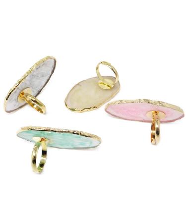 4PCS Resin Marble Nail Art Palette Rings - Gel Polish Mixing Trays & Color Plates with Adjustable Finger Ring - Buy Online on GoSupps.com