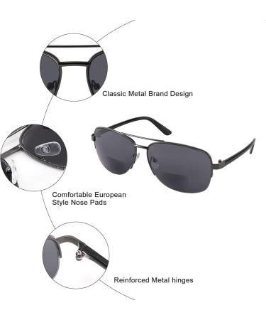 FEISEDY Bifocal Reader Sunglasses for Men & Women - Black 1.5x UV Protection Perfect for Reading Under Sun - B2718 - Buy Online on GoSupps.com