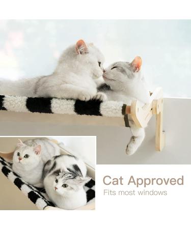 Cat Window Perch - Sturdy Plush Hammock Bed for Indoor Cats | No Drilling or Suction Cups | Durable Space-Saving Window Seat with Chessboard Pattern - Buy Online on GoSupps.com