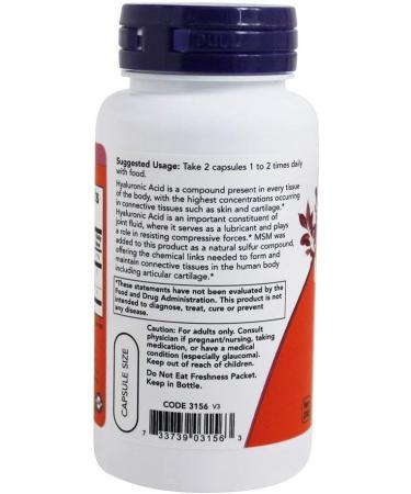 Now Foods Hyaluronic Acid 50 mg - 60 Veg Capsules | Hydration & Skin Health - Buy Online on GoSupps.com