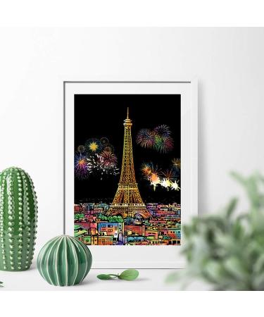 Fireworks City Night View Scratch Art Rainbow Painting Paper (A4, 4 Sheets) - DIY Craft for Kids & Adults | Engraving Arts, Perfect Christmas Birthday Gift - Buy Online on GoSupps.com