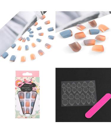 Sethexy Glossy Orange Coffin False Nails - 24PC Square Acrylic Nail Tips for Women & Girls - International Shipping Available - Buy Online on GoSupps.com