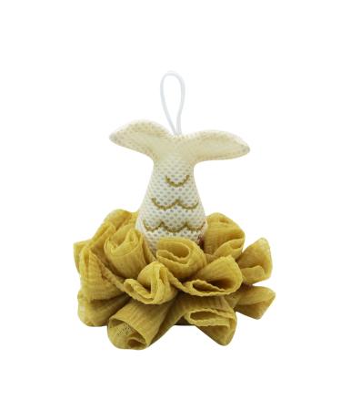 Bath Shower Loofah Sponge Mesh Pouf Shower Body Scrubber Soft Bath Ball Bathing Accessories Yellow Mermaid