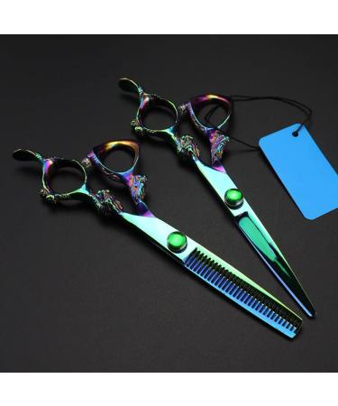Hair Cutting Scissors 6 Inch Professional Japan 440c Steel Green Dragon Handle Hair Scissors Cutting Barber Haircut Thinning Shears Hairdresser Scissors Set - Buy Online on GoSupps.com
