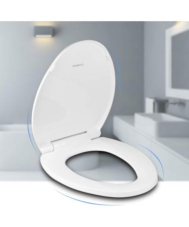 Soft Close Elongated Toilet Seat with Easy Installation - White Plastic - Fits Elongated & Oval Toilets - Buy Online on GoSupps.com