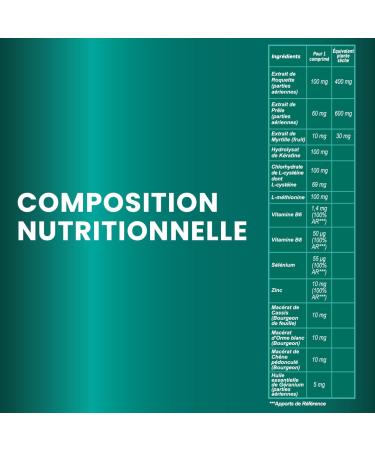 Santarome - Sublimes Cheveux Force & Croissance - Hair & Nail Growth Food Supplement - Vitamins B6 B8 Rocket Blueberry - 30 tablets - 1 month - France - Buy Online on GoSupps.com