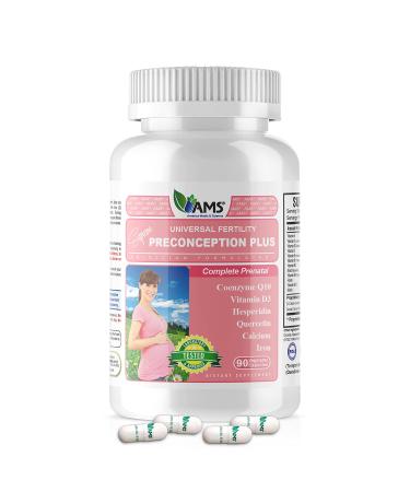 America Medic & Science Preconception Plus (90 Capsules) Conception and Fertility Supplement | Physician Formulated Pills to Support Conception | Prenatal Vitamins Best for Women Trying to Conceive 90 Count (Pack of 1)