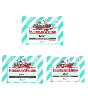 Bonbons la menthe sans sucre | Fisherman's Friend | Menthe sans sucre Paquet de 3 3 x 25g | Poids total 75 grammes