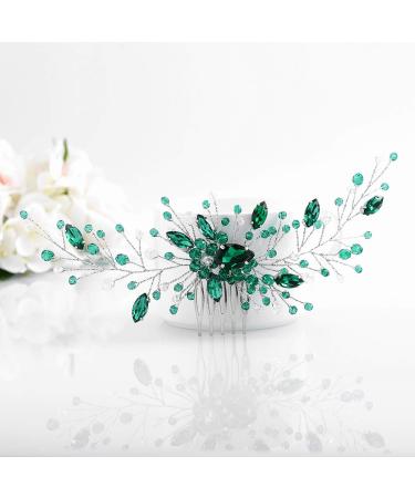 Campsis Green Crystal Wedding Hair Comb - Bridal Hair Accessory for Women and Bridesmaids - Buy Online on GoSupps.com