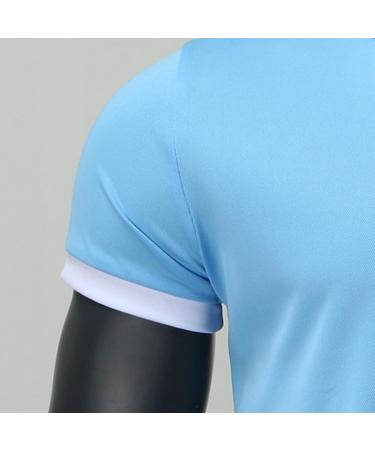 Shirt Sleeve Turn Down Blouse Men's Zipper Collar Splice Solid Polos Casual Men's Blouse Men Dress Shirts Long Sleeve Regular Fit 3XL Blue - Buy Online on GoSupps.com