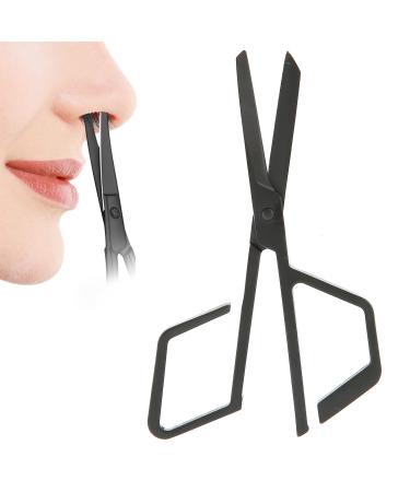 Nose Hair Scissors Beard Nose Hair Trimming Scissors Stainless Steel Nose Hair Scissors Oblique Angle Nose Hair Trimming Scissors (Black)