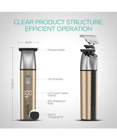 VOYOR Professional Cordless Hair Clippers for Men - T-Blade Trimmer & Beard Kit with LCD Display - Rechargeable Hair Cutting Set with 3 Guide Combs (Gold - Buy Online on GoSupps.com