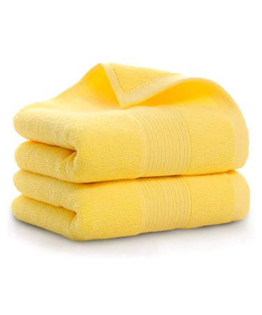 RUIBOLU Hand Towels for Bathroom - 100% Cotton Ultra Soft Highly Absorbent Hand Towel 2 Set, Size 14" x 30" Home Bathroom Hand Towels for Bath, Hand, Face, Gym Towel (Yellow)