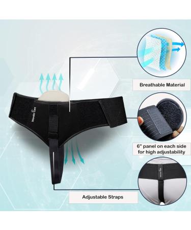 Wonder Care Black Inguinal Hernia Support Truss with Removable Compression Pad - L(36-39 inches) - Single Right - Buy Online on GoSupps.com