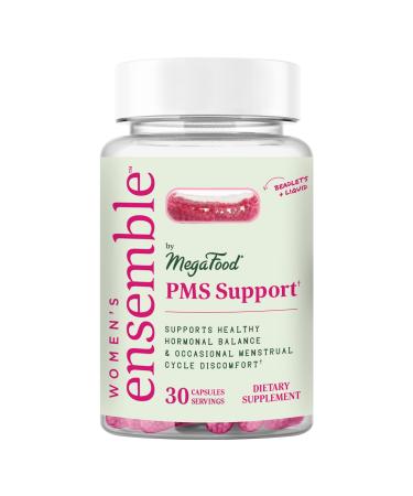 MegaFood PMS Support - Supplement for Women - Clinically Shown - Supports Hormone Balance for Women Associated with The Menstrual Cycle - with Chaste Tree Berry Primrose Oil & Dong Quai - 30 Capsules 30 Count (Pack of 1)