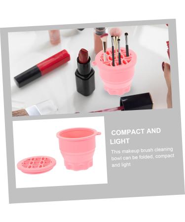 FOMIYES Retractable Silicone Scrub Cup - Multifunction Makeup Brush Cleaner Tool | Drying Rack & Cleaning Bowl | Pink | 9.20x9.20x8.60CM - International Shipping Available - Buy Online on GoSupps.com